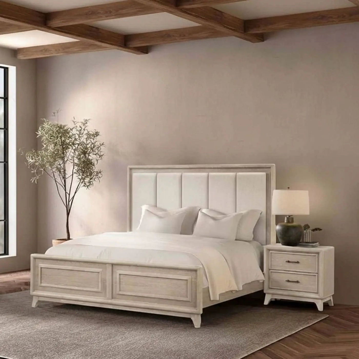 3 Piece Bedroom Set With Padded Headboard, 2 Nightstands by Unique Piece Furniture