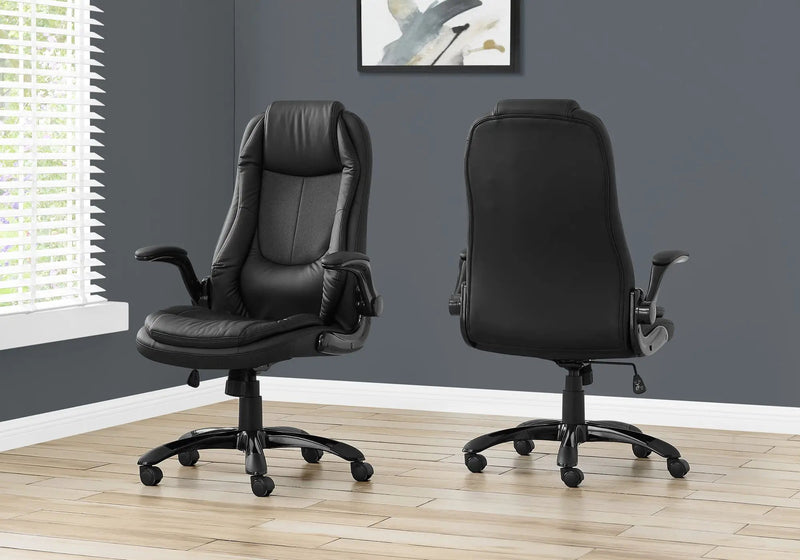 Office Chair, Adjustable Height, Swivel, Ergonomic, Armrests, Contemporary & Modern - Black by HouseOfZazla