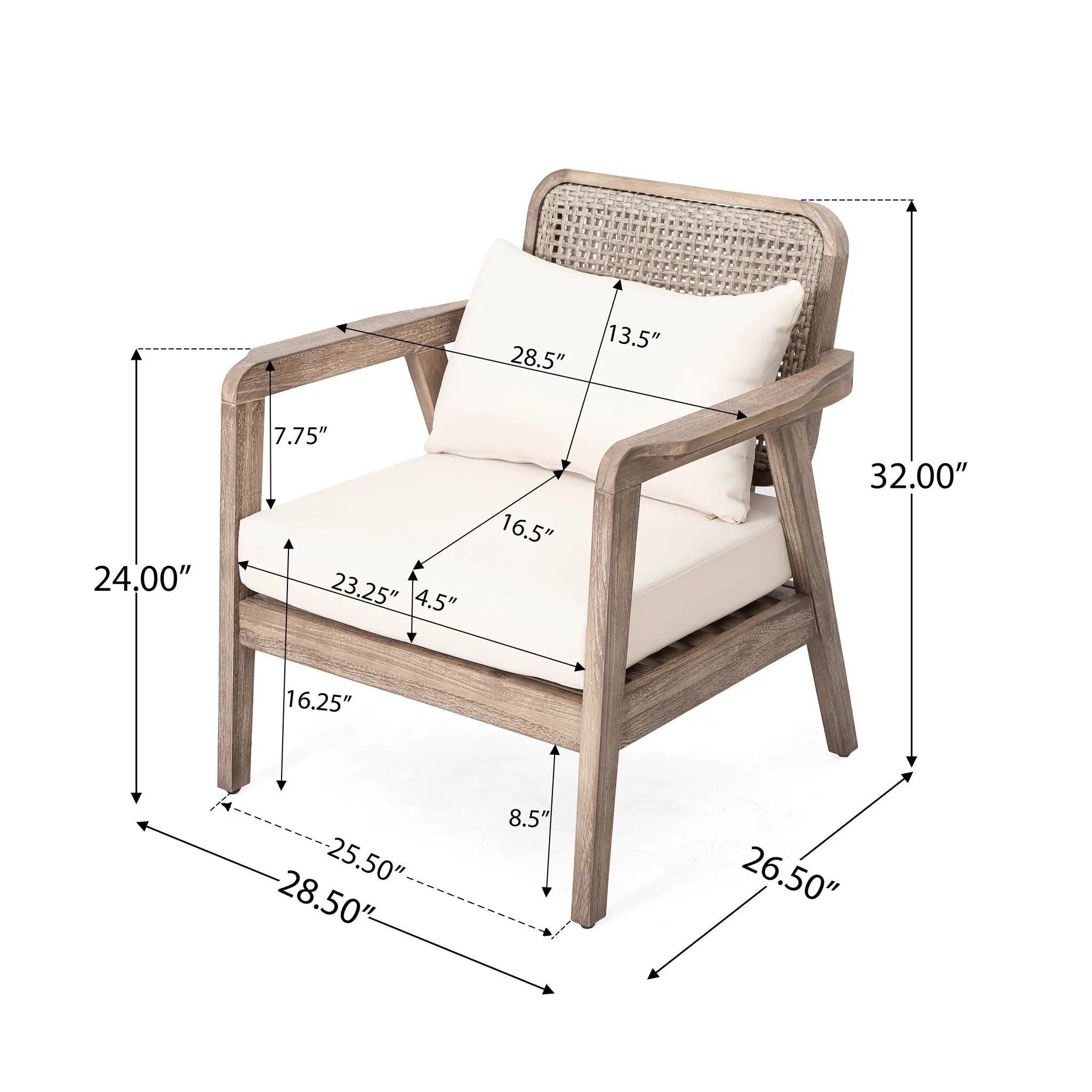 Set of 2 Outdoor Acacia Wood Patio Club Chairs with Waterproof Cushions by HouseOfZazla