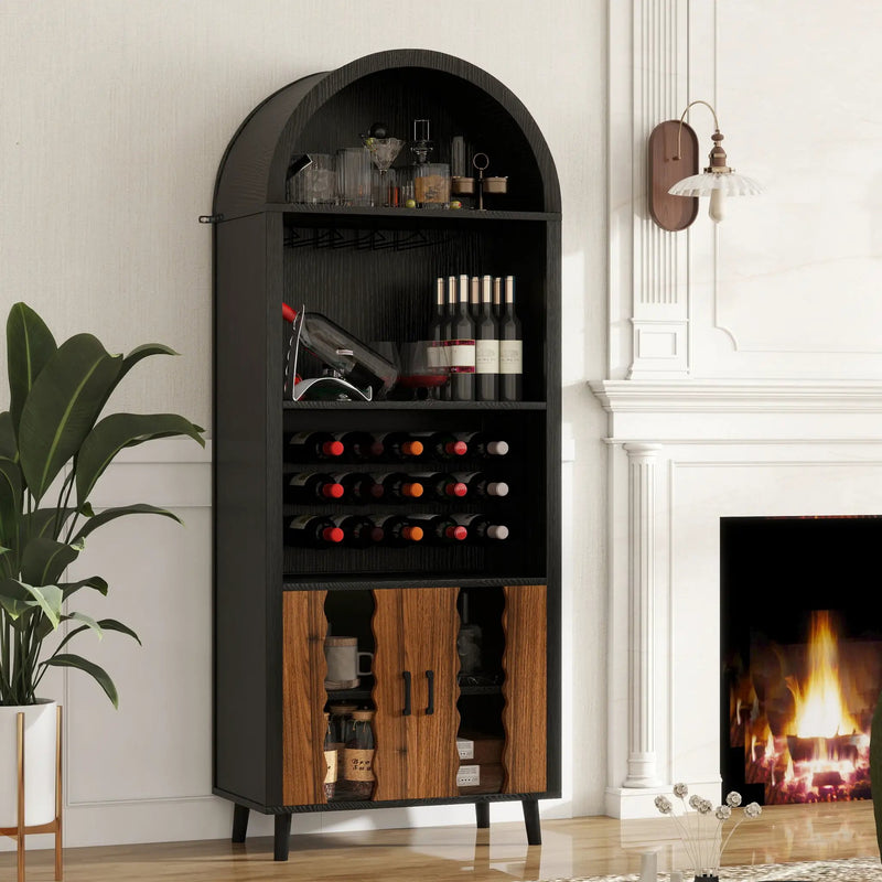 71' Farmhouse Arched Wine Bar Cabinet by HouseOfZazla