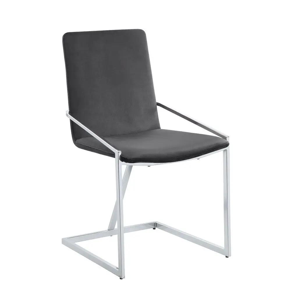 Zlatan - Side Chair (Set of 2) - Gray Velvet & Chrome by Unique Piece Furniture