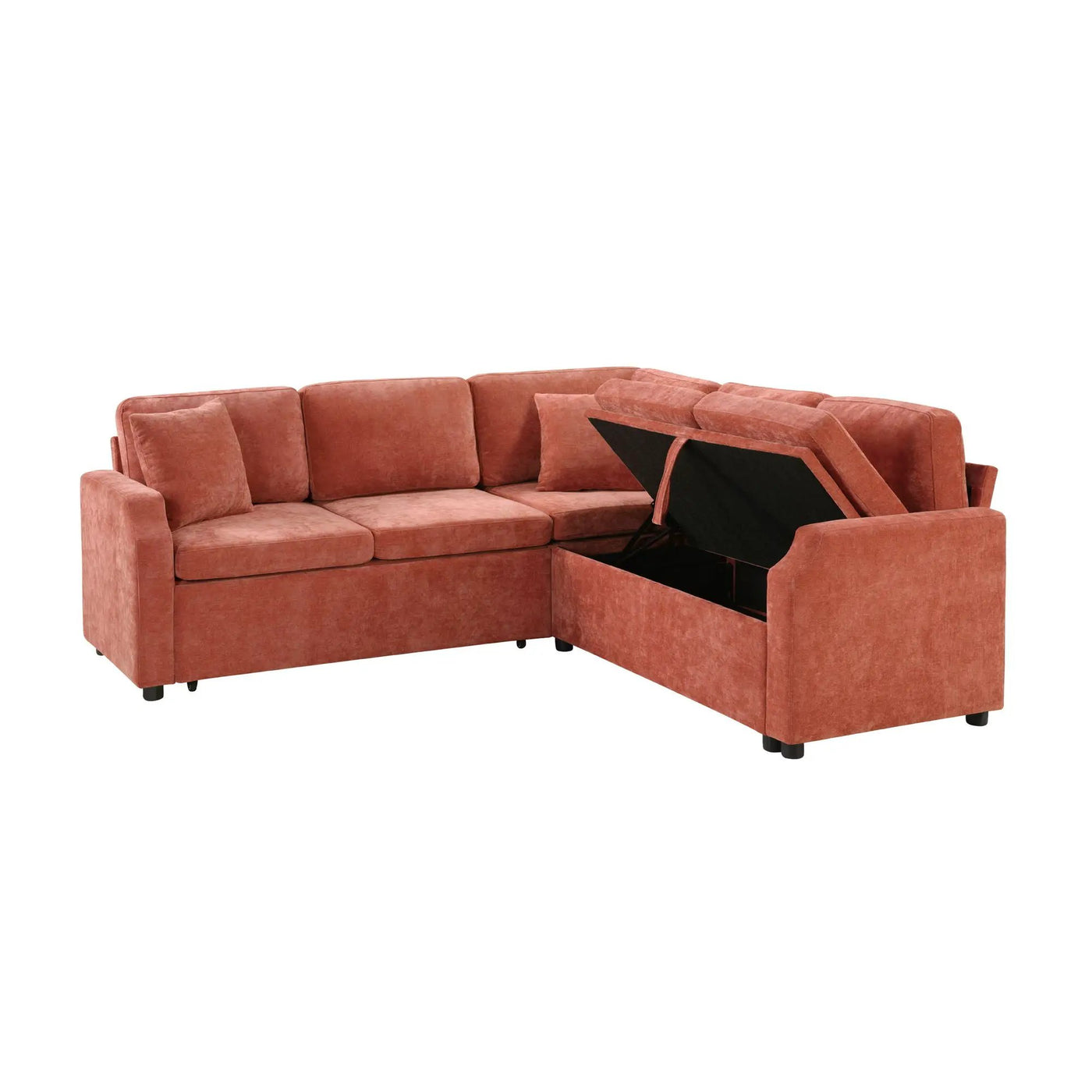 Modern L Shaped Sectional Sofa Bed With Hidden Storage Upholstery by HouseOfZazla