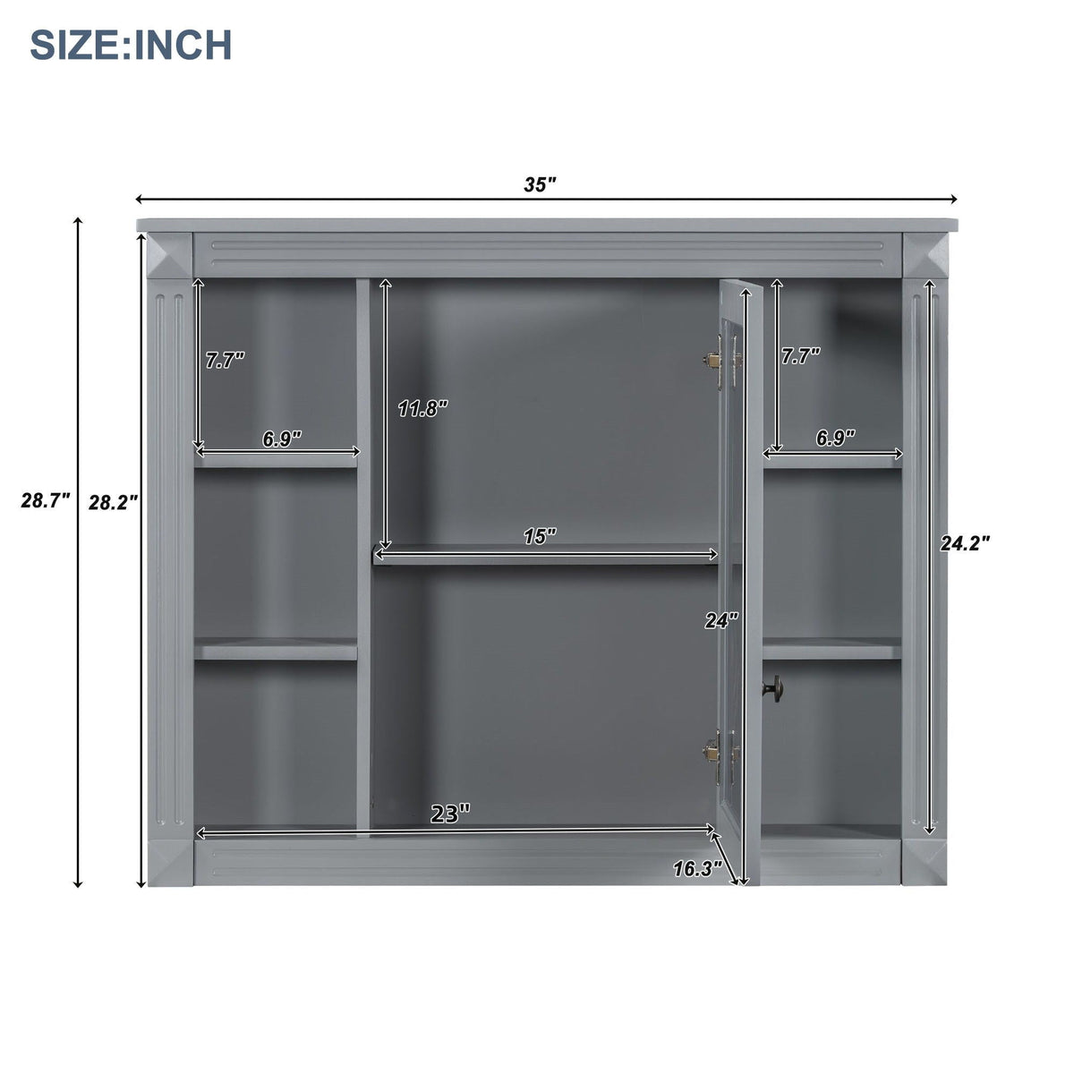 Wall Mounted Bathroom Storage Cabinet with Mirror - Blue, White, or Dark Gray, photo 7 of 12