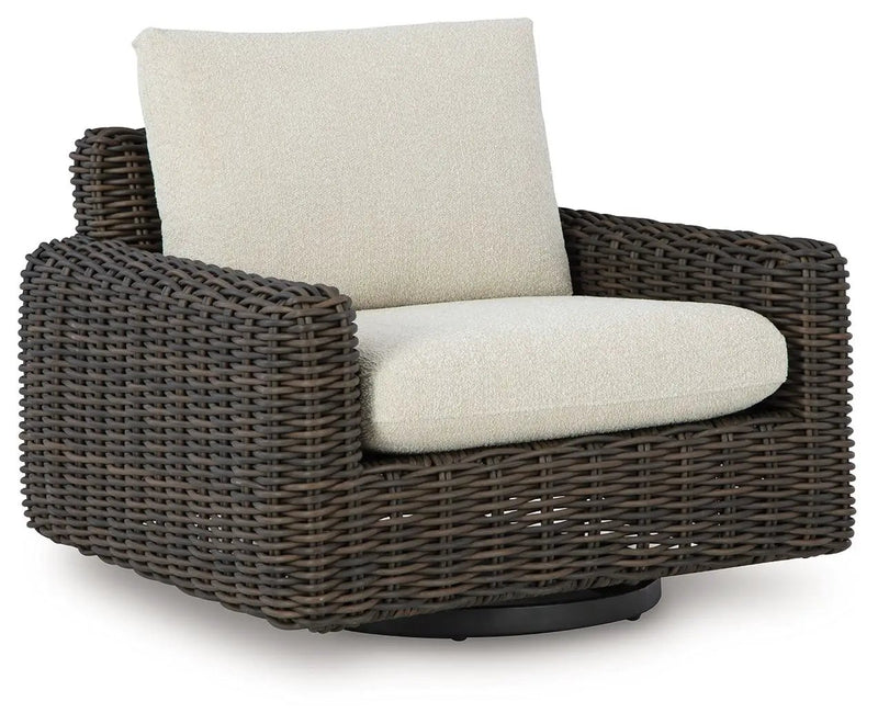 Kimora - Swivel Glider Lounge With Cushion - Beige / Dark Brown by Unique Piece Furniture