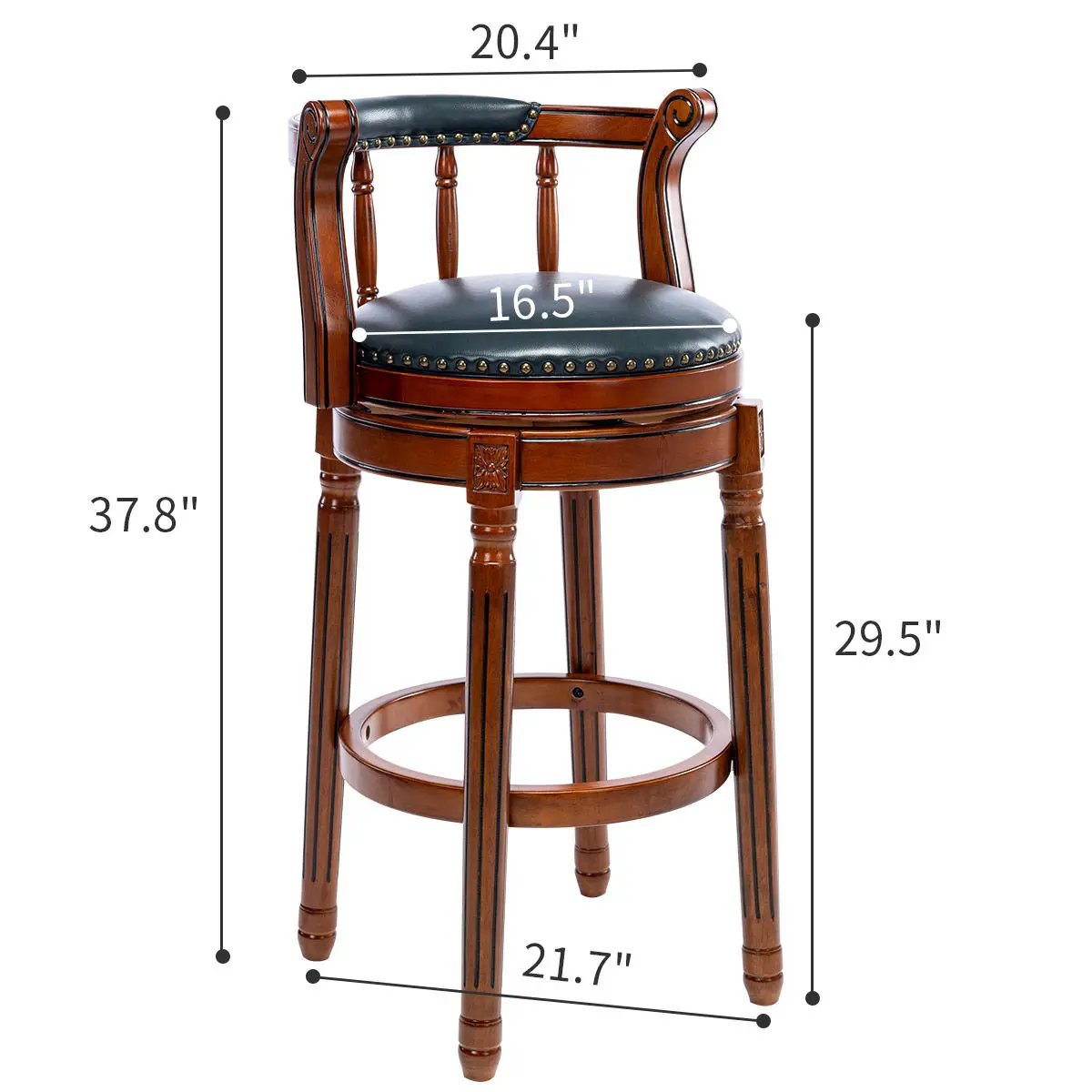 Swivel Cow Top Wooden Bar Stool, 360 Degree Swivel Bar Height Chair With Backs For Home Kitchen Counter by HouseOfZazla