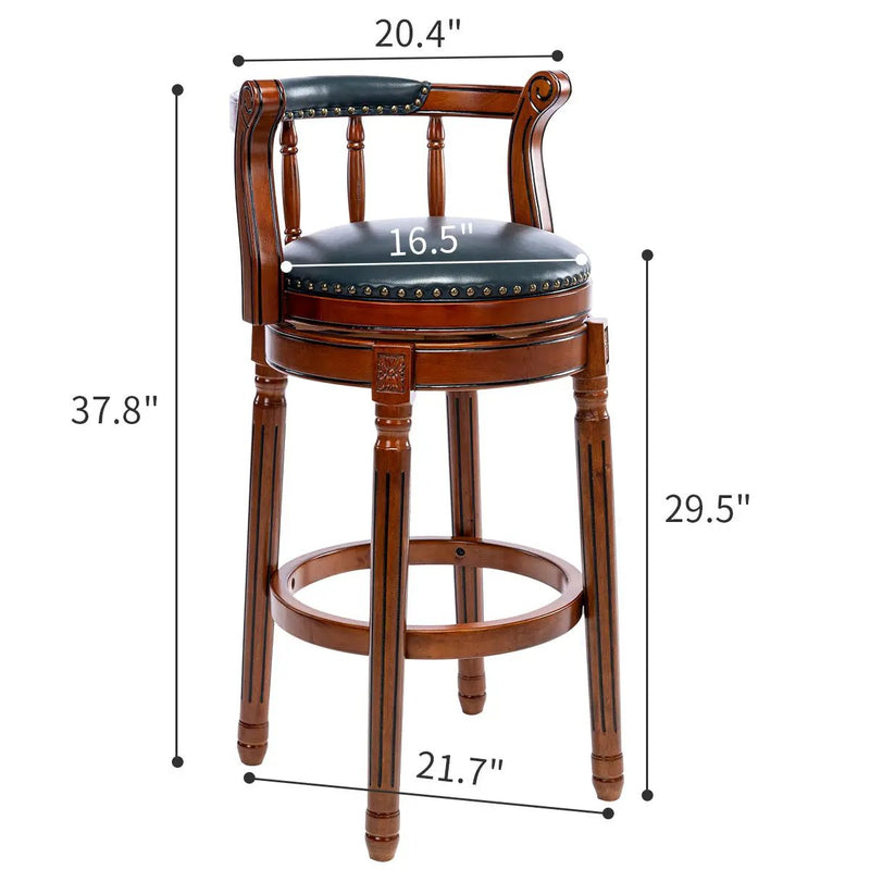 Swivel Cow Top Wooden Bar Stool, 360 Degree Swivel Bar Height Chair With Backs For Home Kitchen Counter by HouseOfZazla