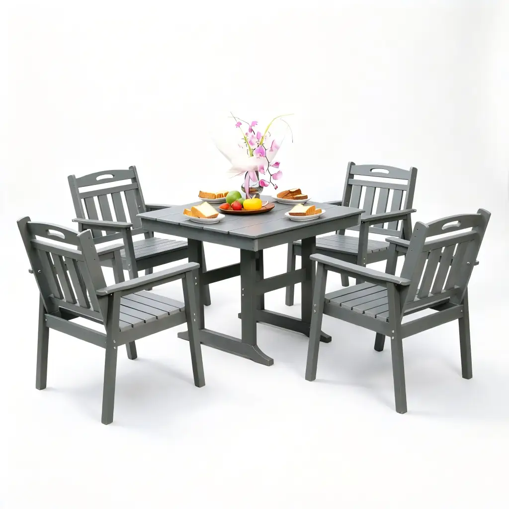 HDPE Outdoor Patio Dining Set with Table and 4 Chairs by HouseOfZazla