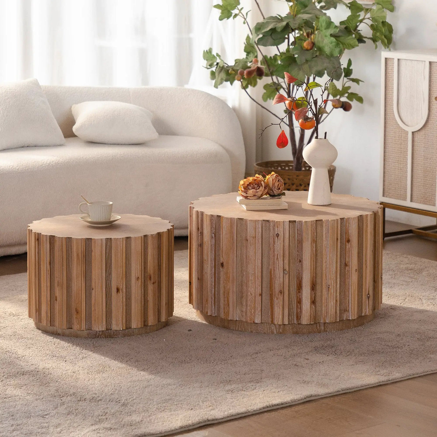 19.7" + 27.5" Round Nesting Coffee Table Set of 2 by HouseOfZazla
