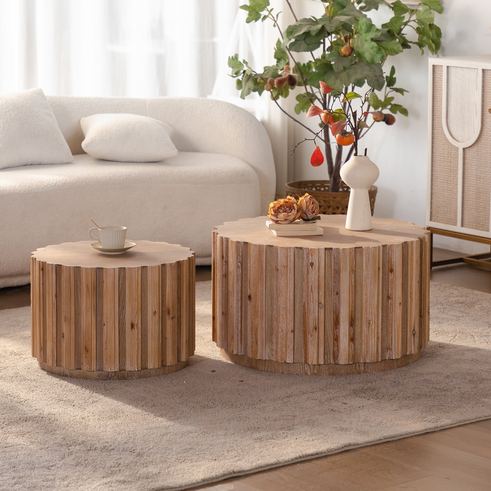 19.7" + 27.5" Round Nesting Coffee Table Set of 2 by HouseOfZazla