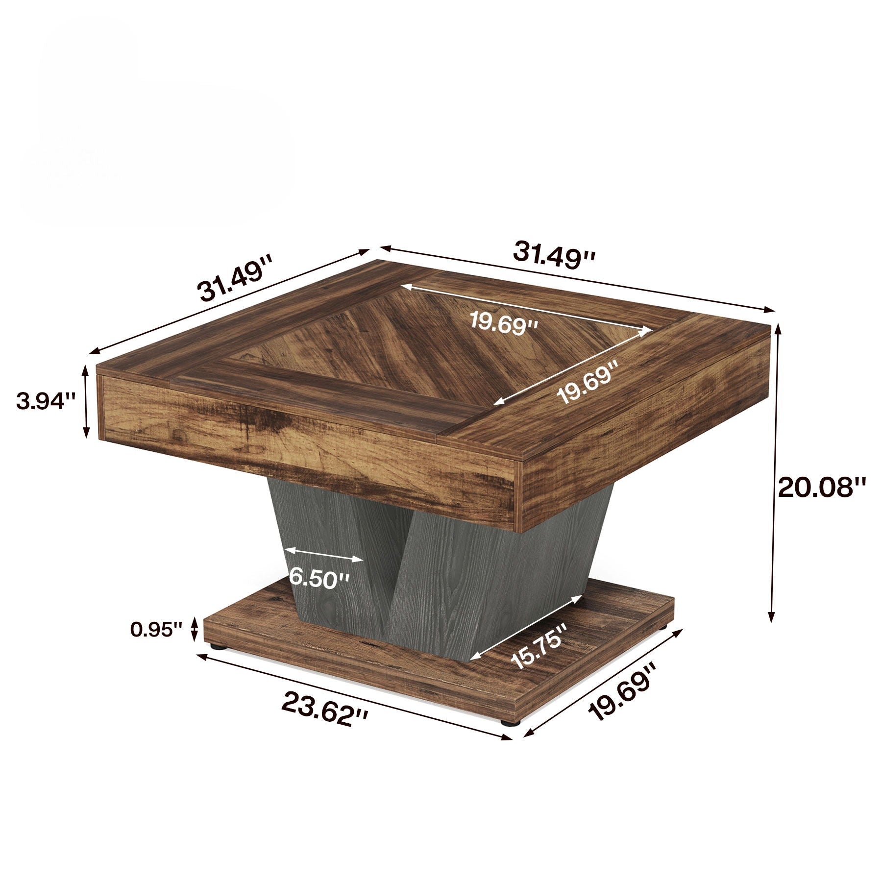 Square Coffee Table With Crisscross Base - Brown / Black by HouseOfZazla