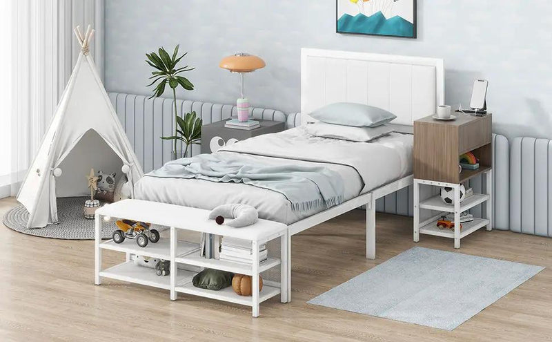 Platform Bed With 2 Tier Storage Shelves, Storage Cabinet by HouseOfZazla