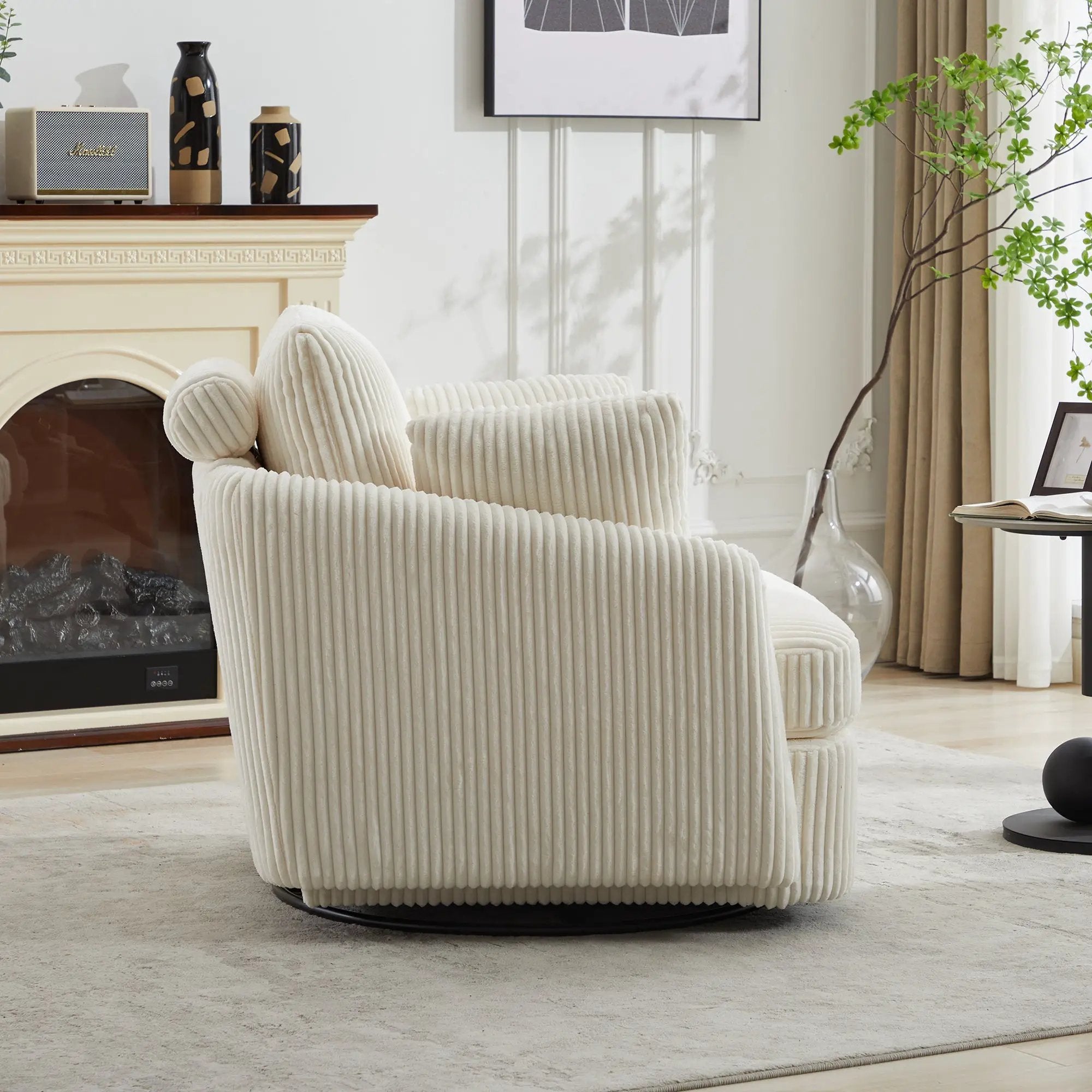 40.55''W Swivel Accent Chair with 2 Throw Pillows by HouseOfZazla