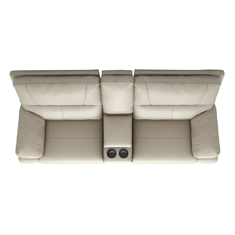 Malibu - Modern Power Motion 3 Piece Reclining Loveseat Sofa With Cup Holders - Cream Taupe Beige by Unique Piece Furniture