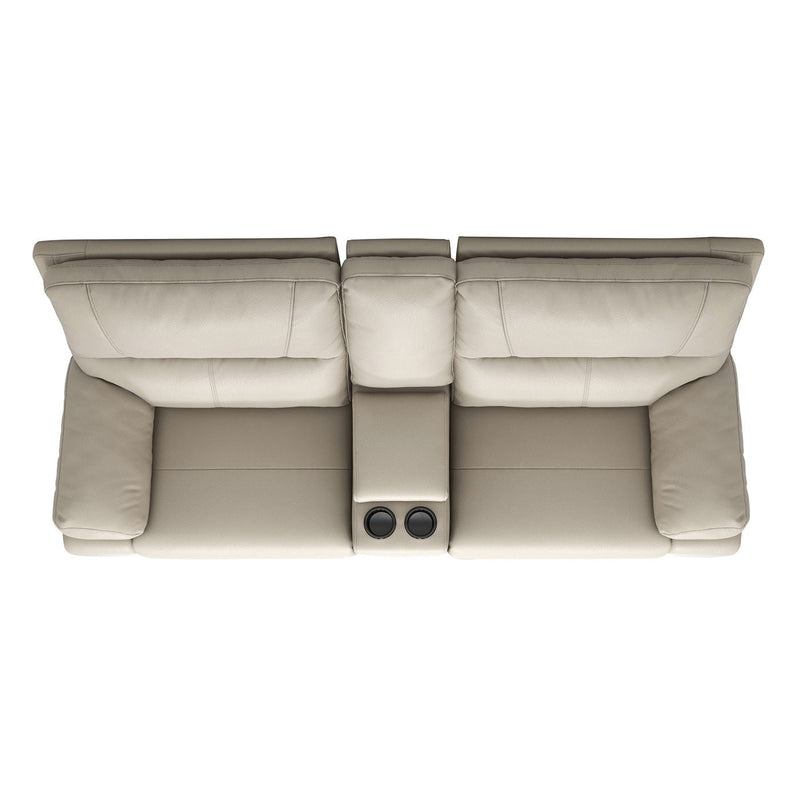 Modern Power Motion Reclining Loveseat Sofa with Cup Holders – Cream Taupe Beige, photo 3 of 13