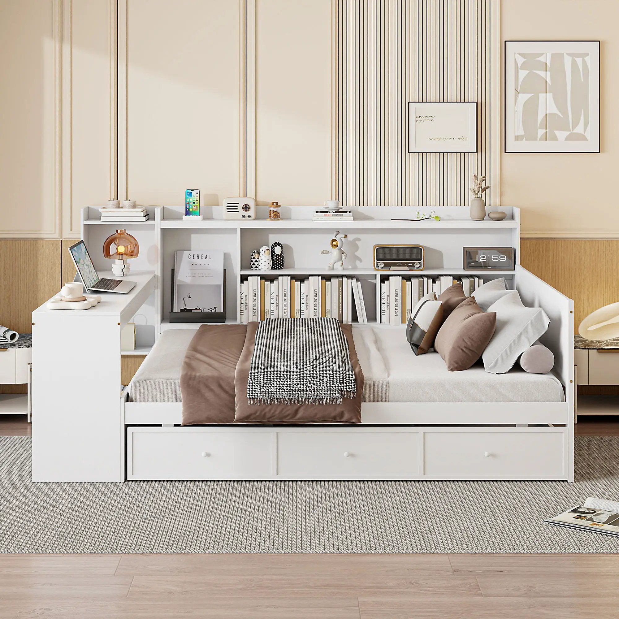 Daybed With 3 Drawers USB Ports And Desk by HouseOfZazla