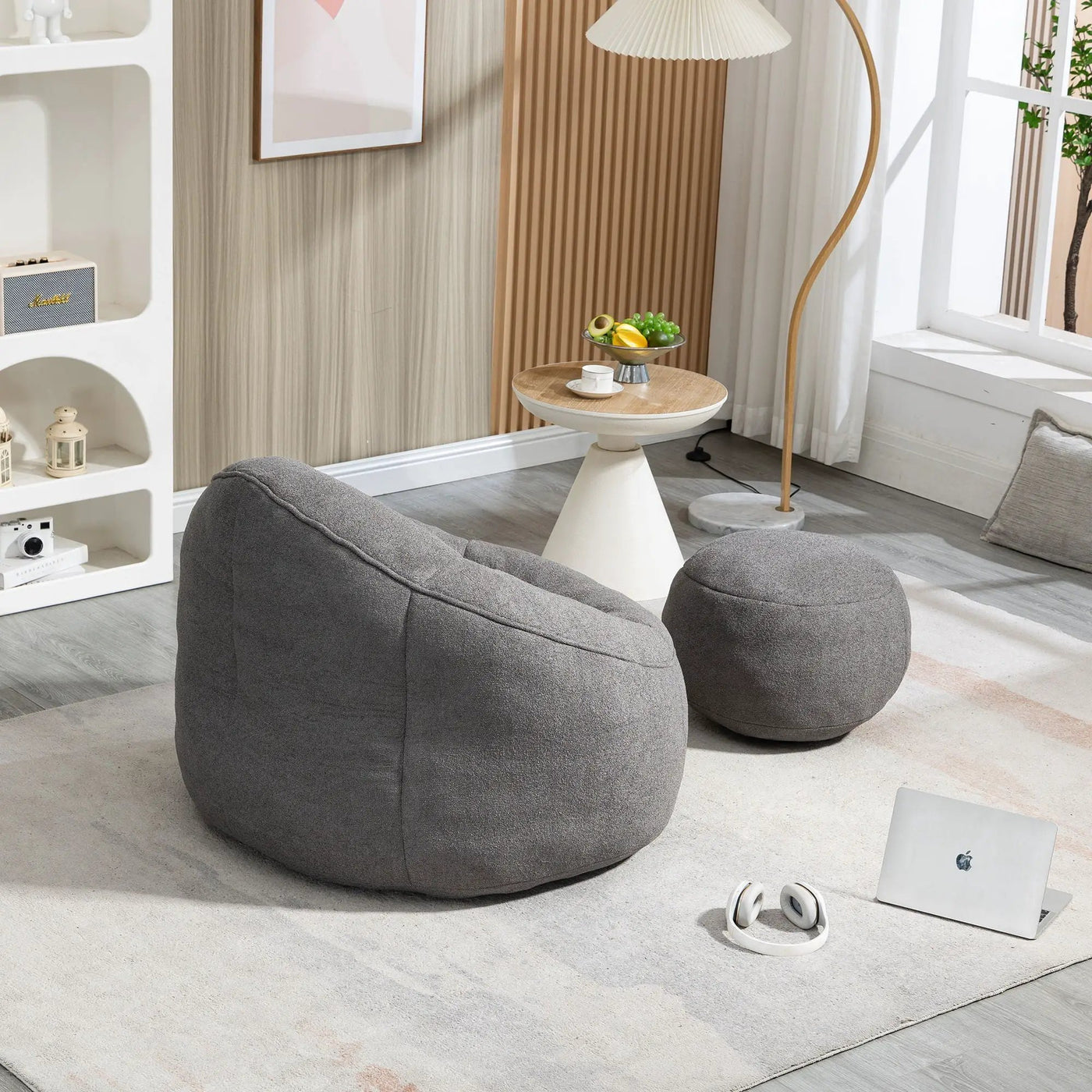 Bedding Bean Bag Sofa Chair High Pressure Foam With Footrest by Unique Piece Furniture