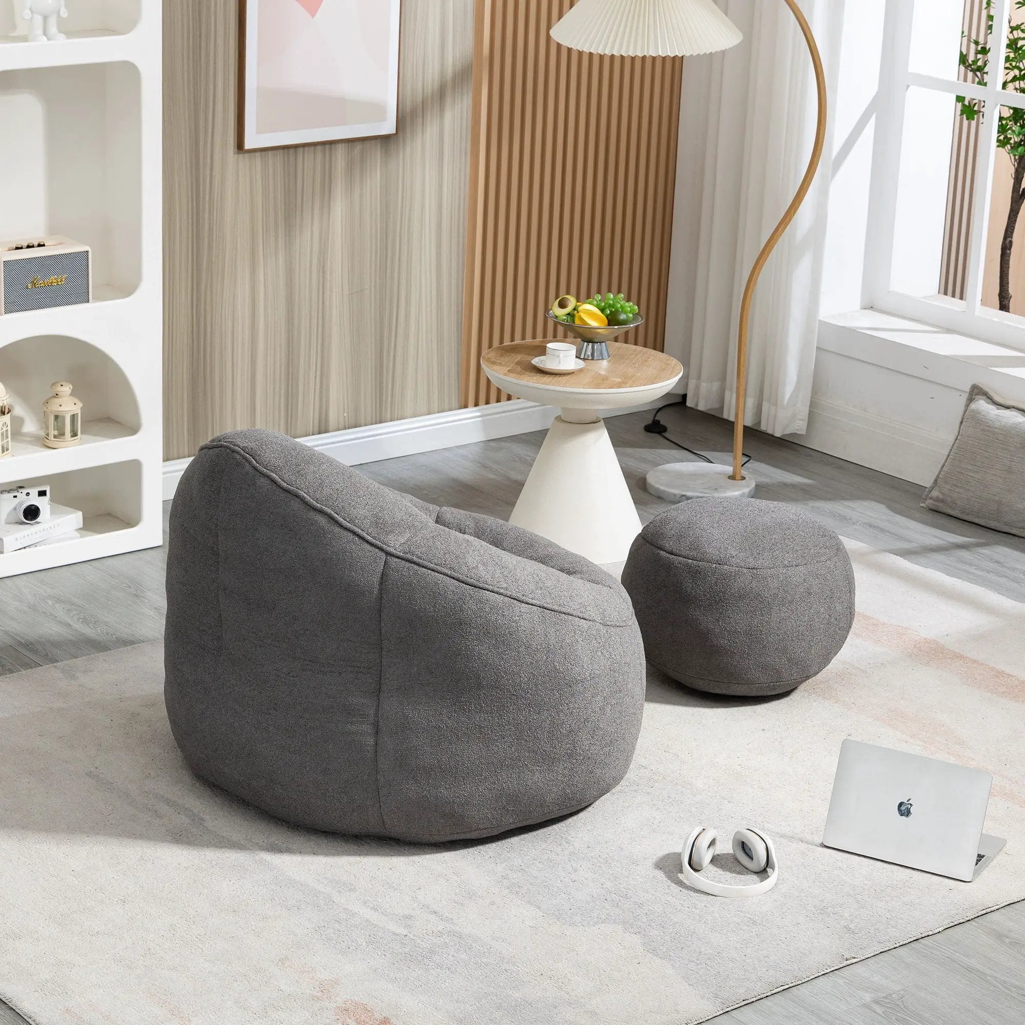 Bedding Bean Bag Sofa Chair High Pressure Foam With Footrest by Unique Piece Furniture