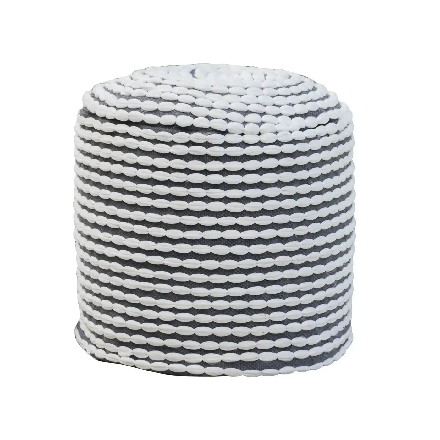 River Handcrafted Cylindrical Pouf in Water Resistant Fabric by HouseOfZazla