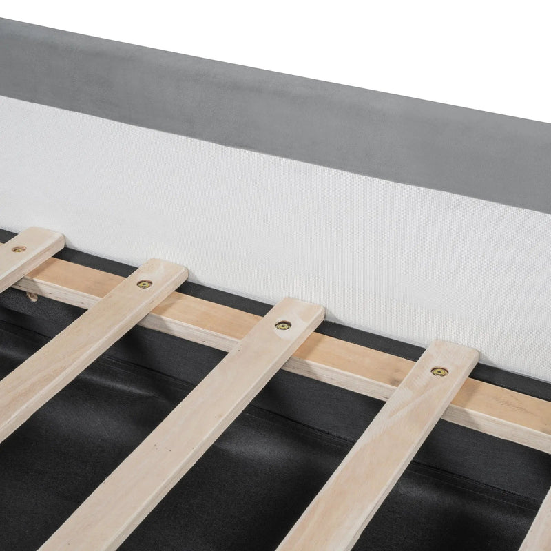 Upholstered Daybed With Bear Shaped Headboard, Hydraulic System And Breathable Fence by HouseOfZazla