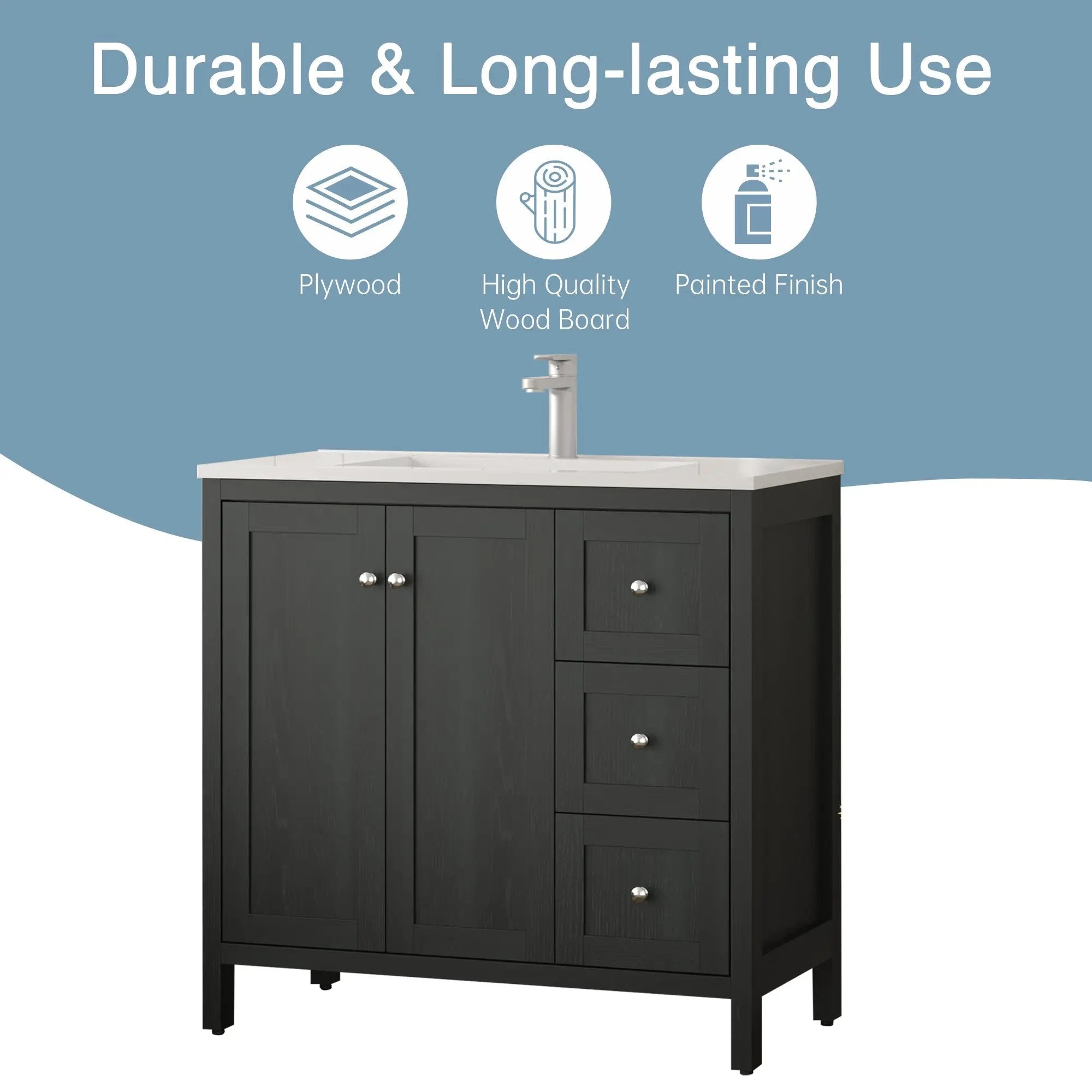 35.5" Modern Bathroom Vanity with Basin by HouseOfZazla