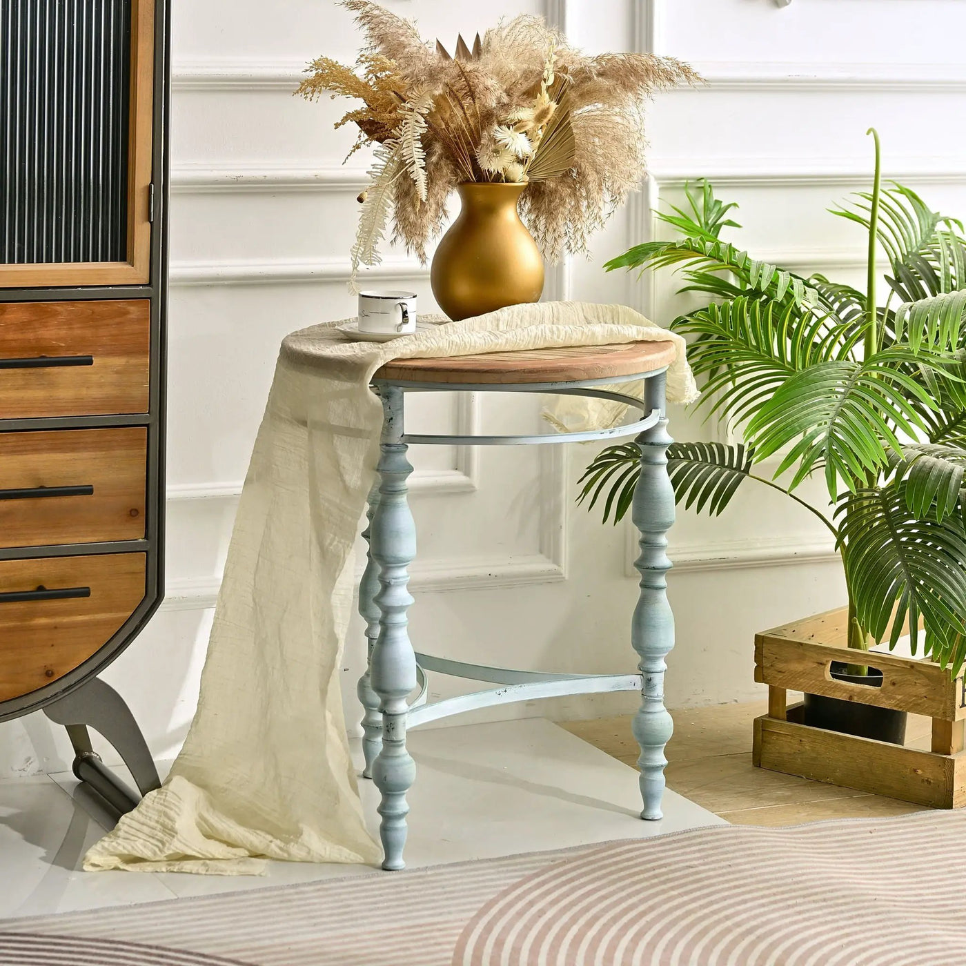 Round Top Carved Table For Living Room by HouseOfZazla