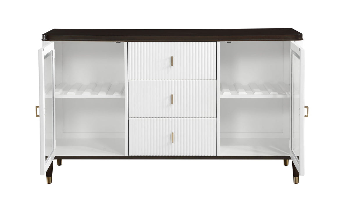 Carene Server with Drawers and Glass Accent - Brown / White, photo 3 of 4