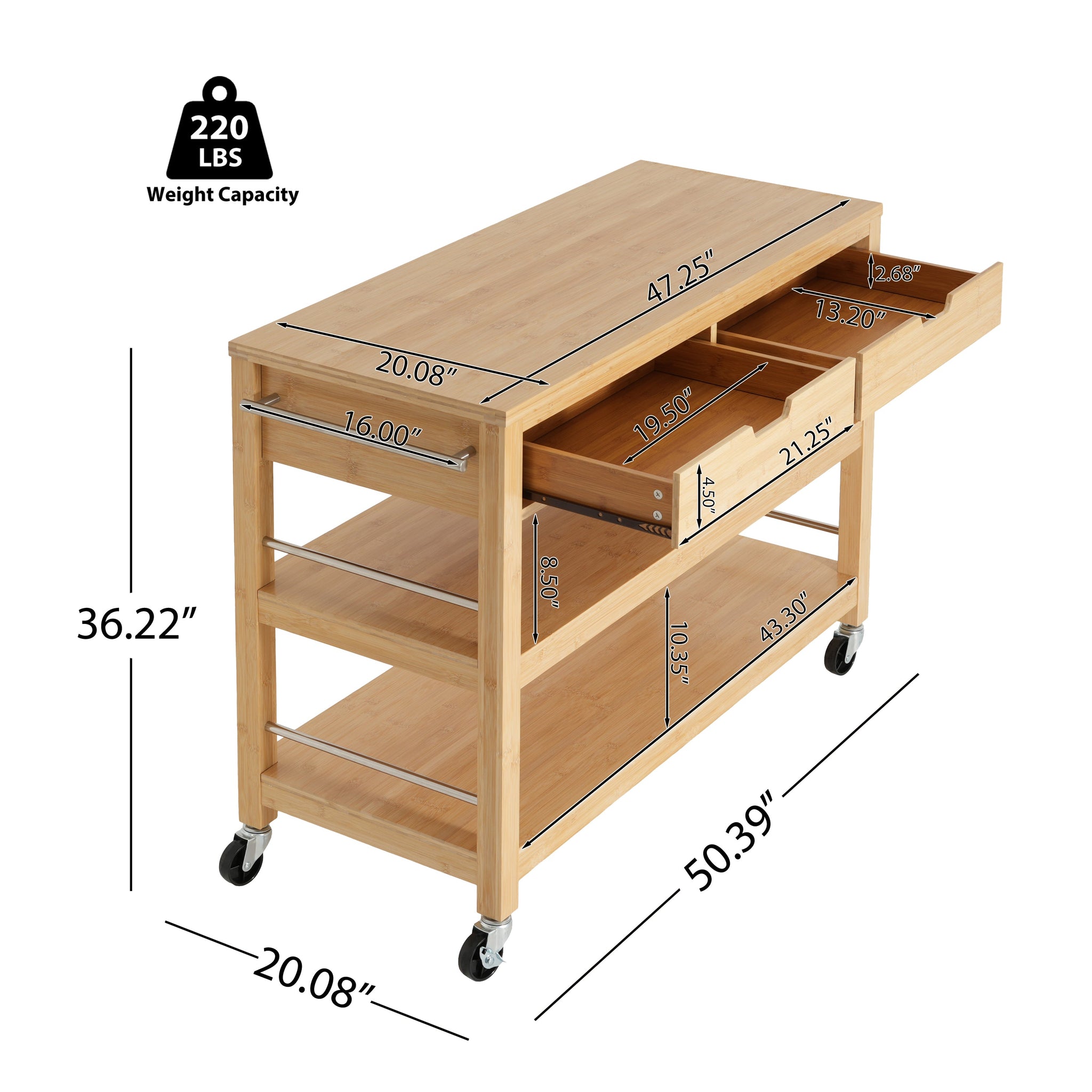Indoor Multifunctional Bamboo Kitchen Cart by HouseOfZazla