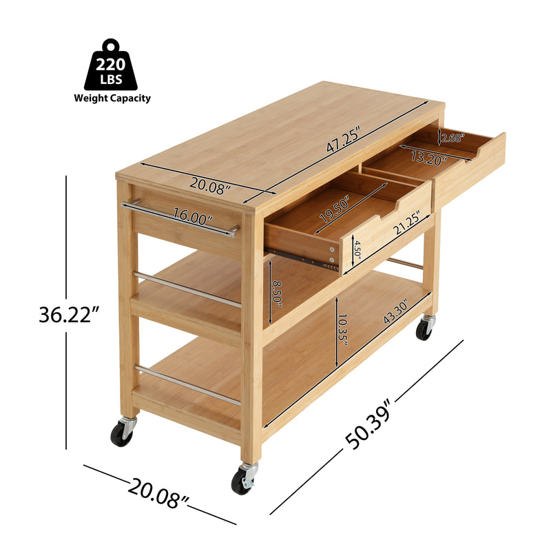 Indoor Multifunctional Bamboo Kitchen Cart by HouseOfZazla