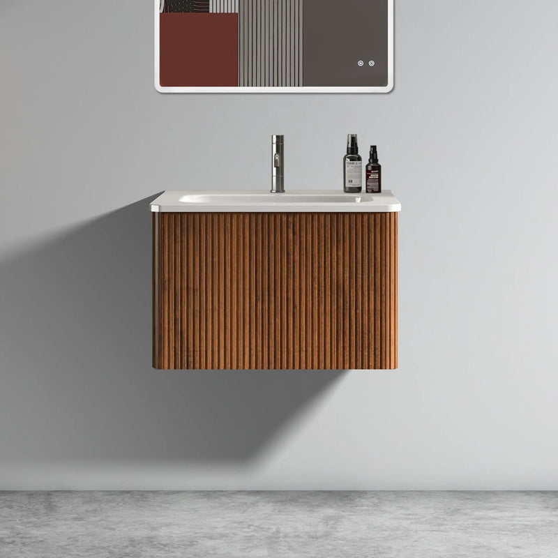 Etna - Striped Bathroom Vanity With Ceramic Sink, Wall Mounted Floating Bathroom Vanity For Modern Bathroom by Unique Piece Furniture