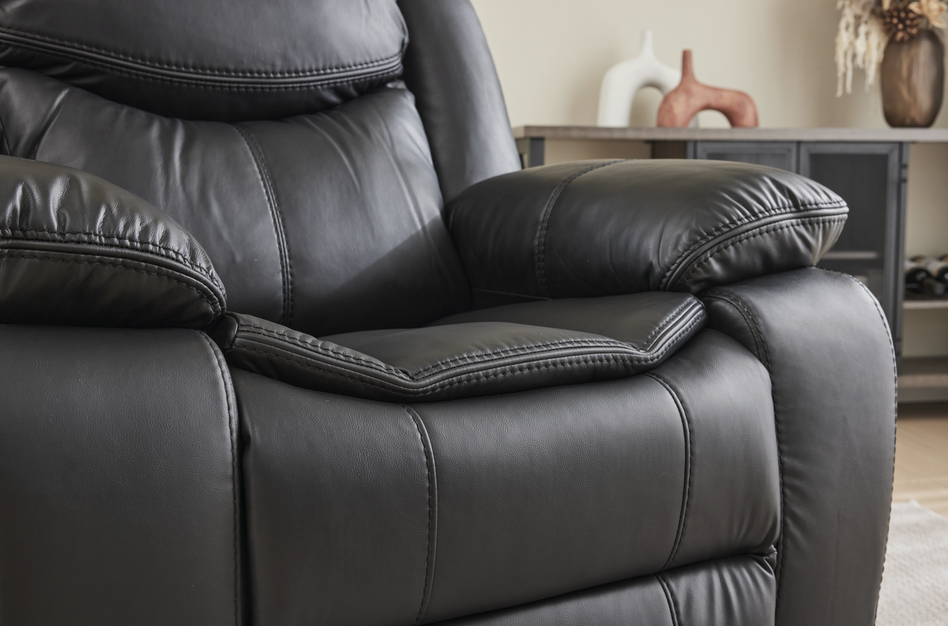 Black Color Air Leather Recliner Chair with Vibration and Heating by HouseOfZazla
