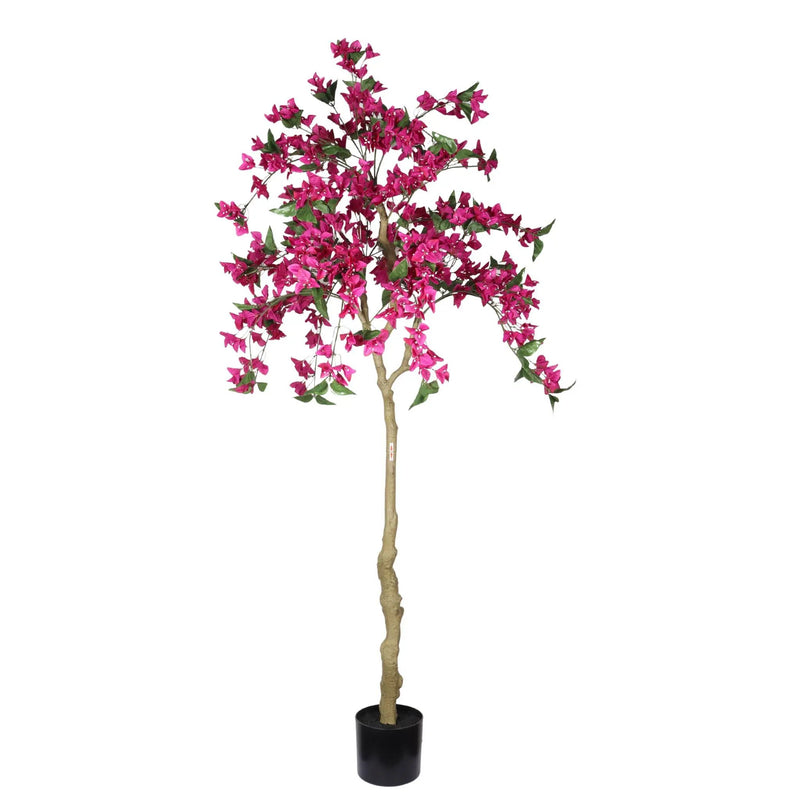 Artificial Bougainvillea Tree, Realistic Faux Potted Plant For Indoor Home Decor - Dark Pink / Green Leaves by Unique Piece Furniture