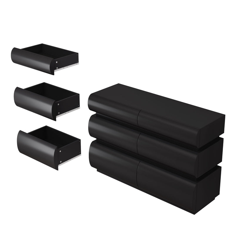 Minimalist Modern 6 Drawer Dresser, Handle Free Design With Wide Storage by HouseOfZazla