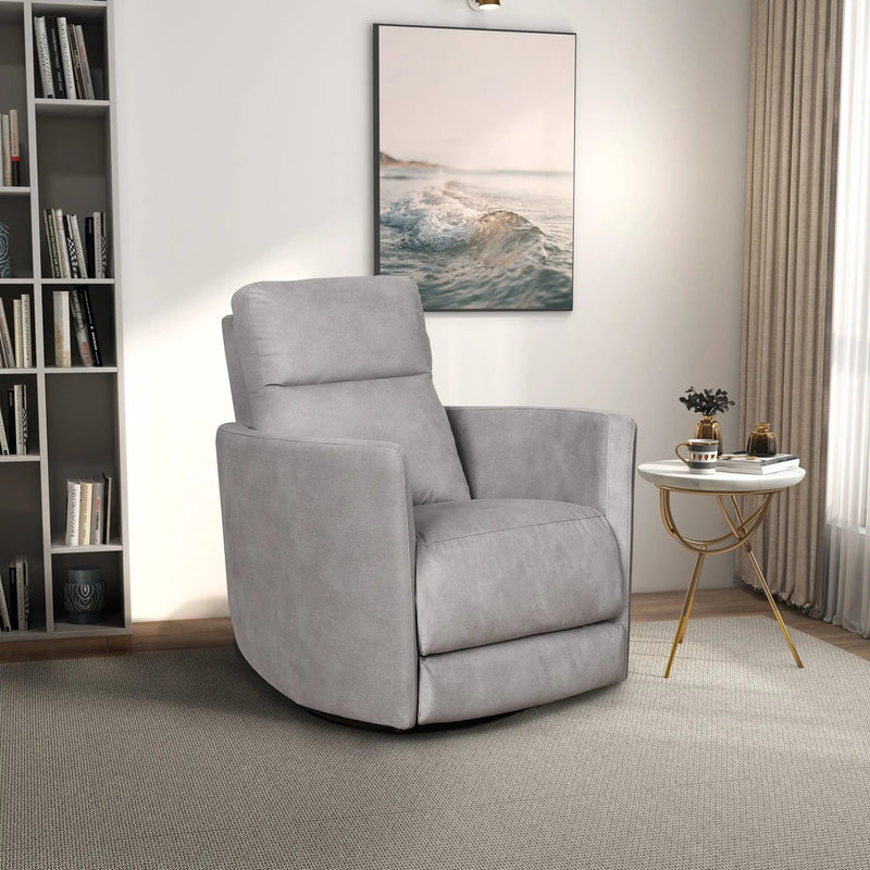 Lawson - Swivel Glider Suede Recliner Chair - Latte by HouseOfZazla