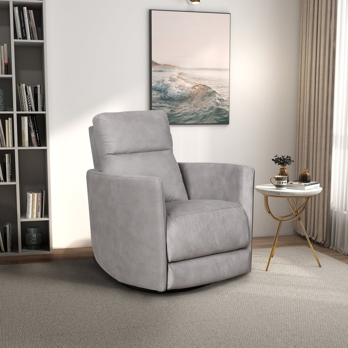 Swivel Glider Suede Recliner Chair with Infinite Reclining - Latte, photo 4 of 13