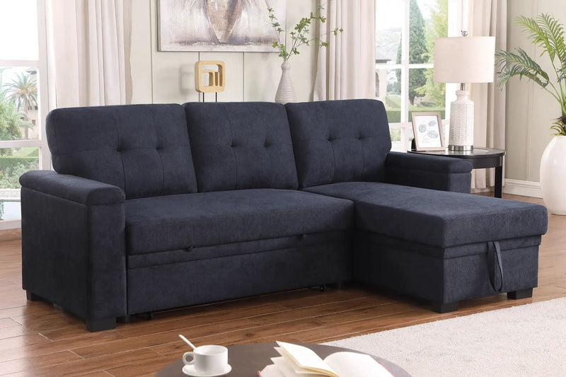 Lucca II - 84.5"W Reversible Sleeper Sectional Sofa with Storage Chaise by HouseOfZazla