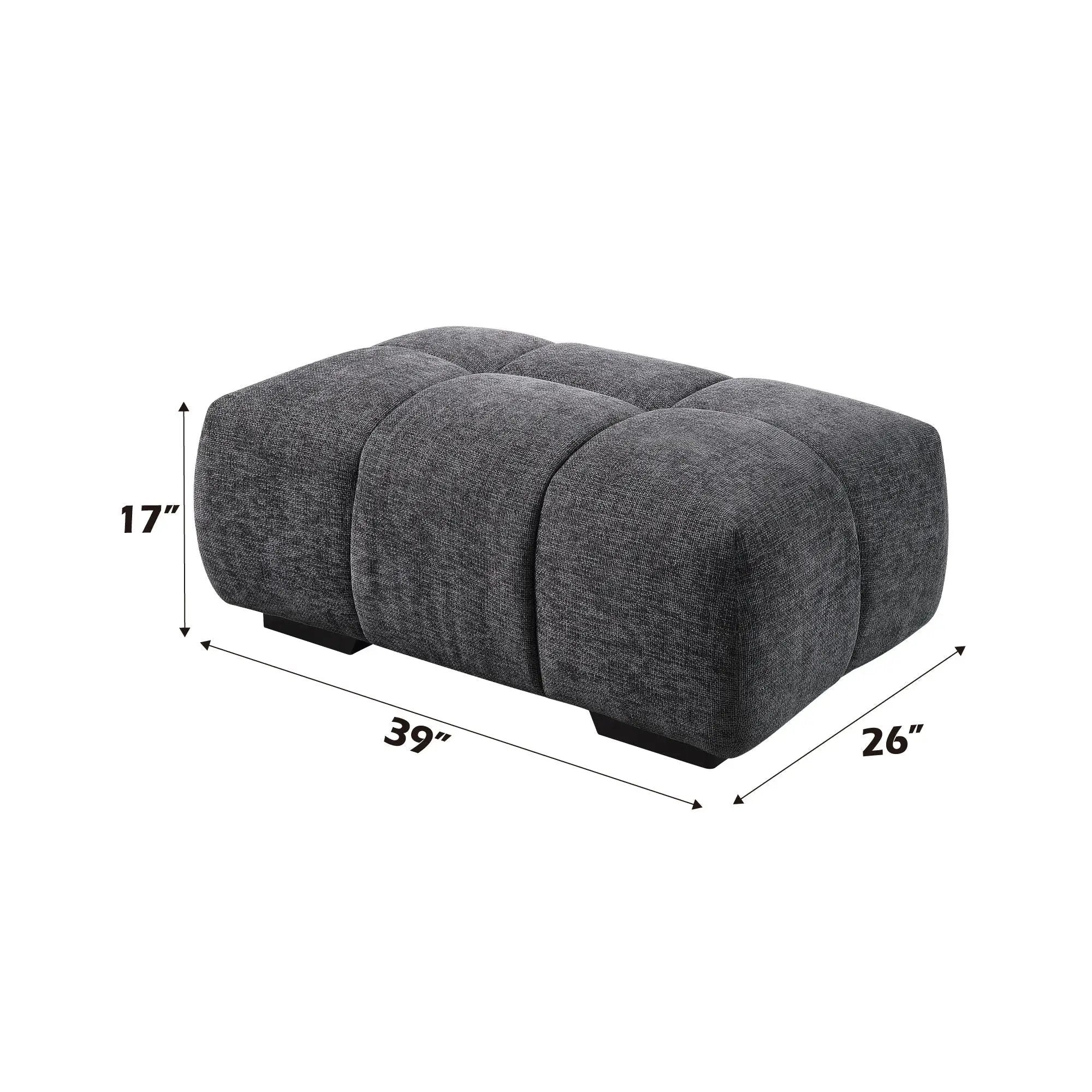 Chosen - Chenille Ottoman - Gray by HouseOfZazla
