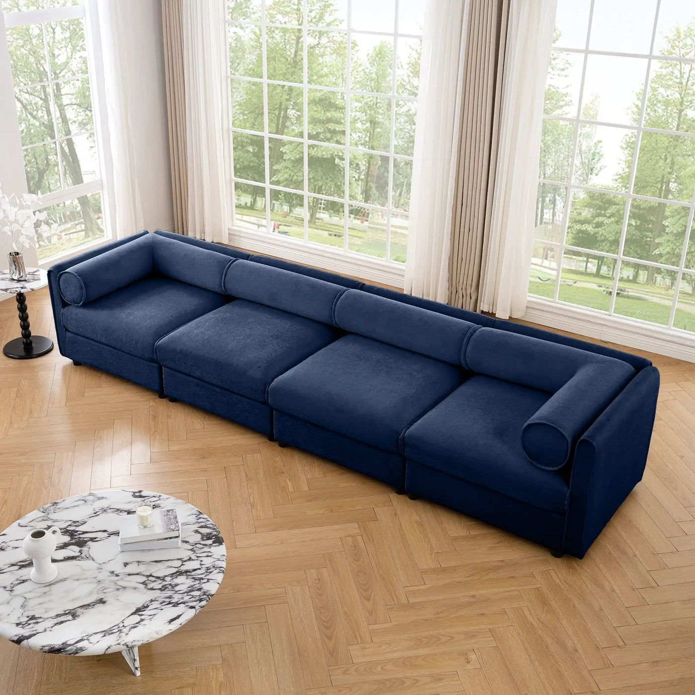 Stylish Sofa With Storage Seat And Cylindrical Backrest by HouseOfZazla