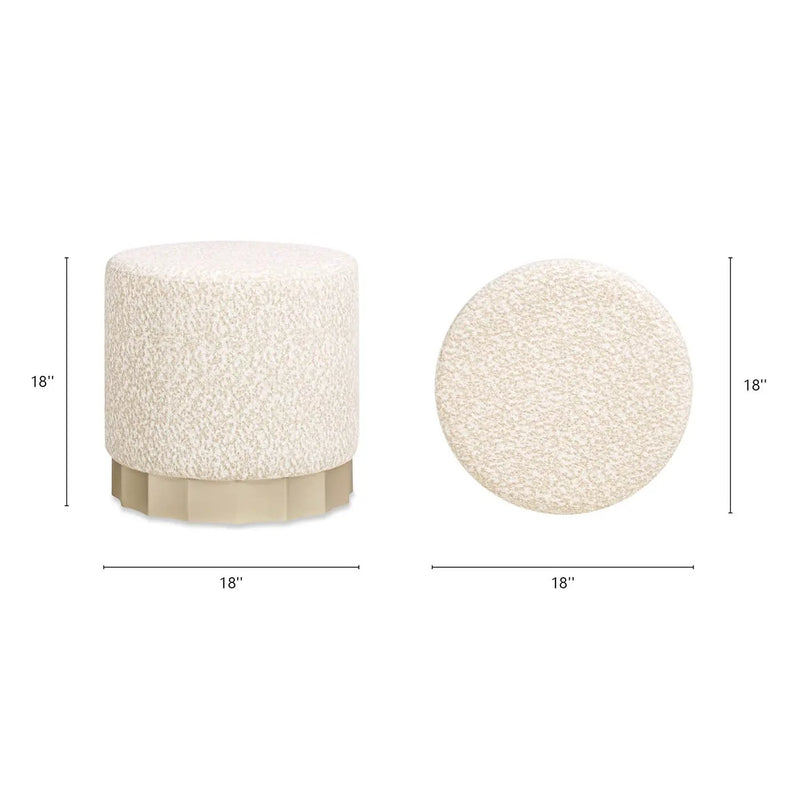 Hampton - Round Upholstered Ottoman With Scalloped Base - Speckled Egg Beige by Unique Piece Furniture
