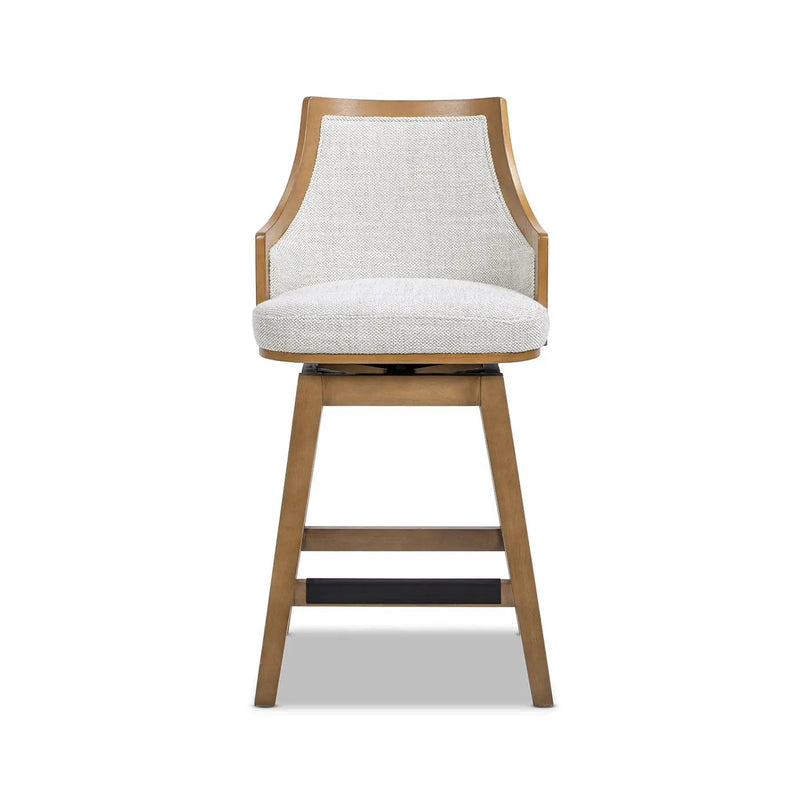 Bahama 26" Cane Rattan High-Back Swivel Counter Stool with Recessed Arms by HouseOfZazla