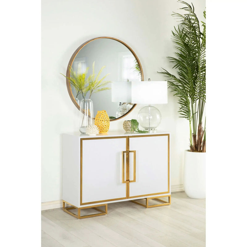 Synchrony - 2 Door Accent Cabinet With Art Deco Trim - White by HouseOfZazla