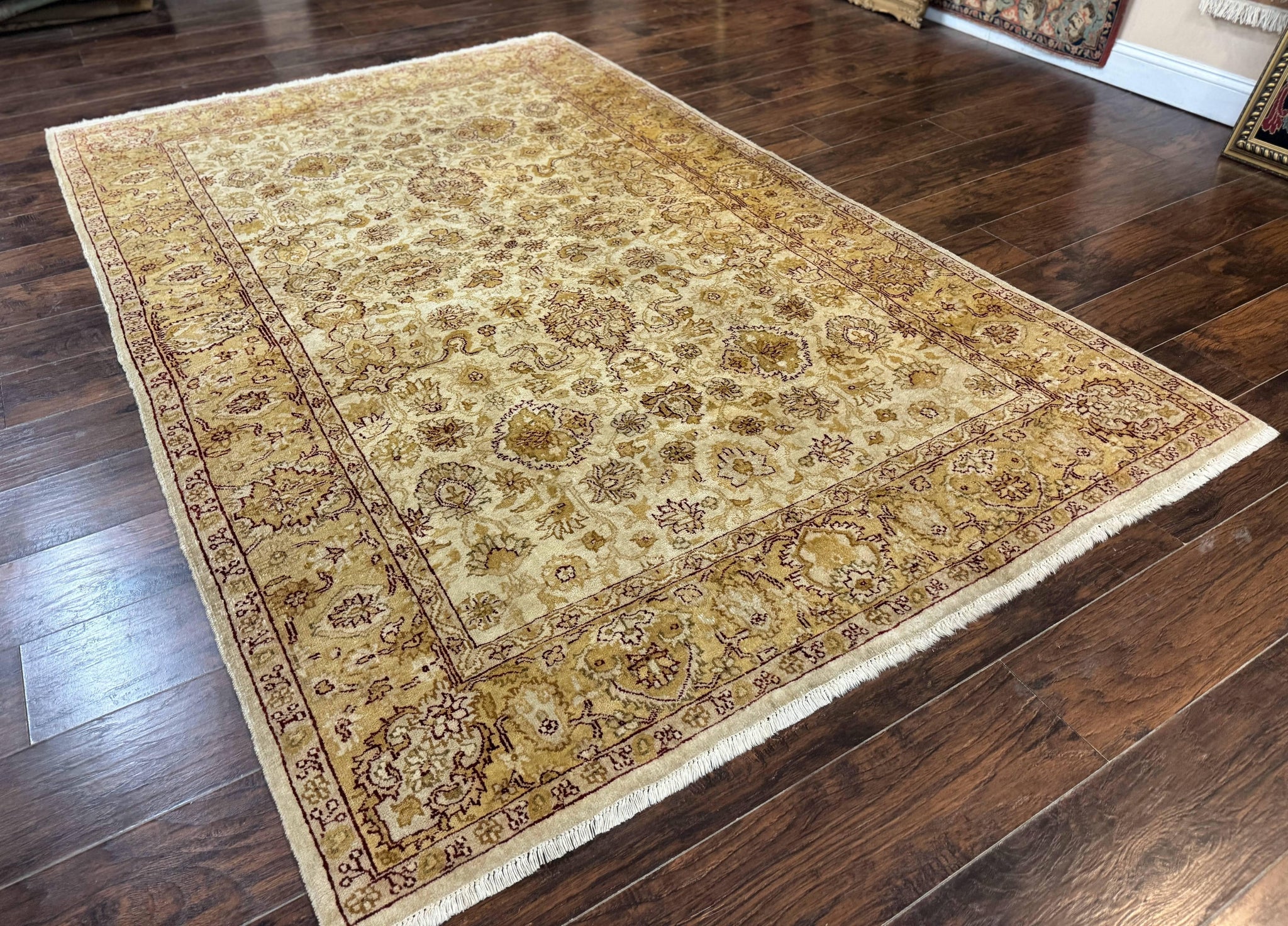 Turkish Oushak Rug 6x9, Vintage, Beige by Jewel Rugs