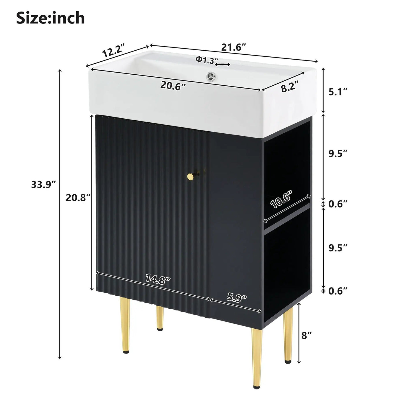 Bathroom Vanity, Combo Cabinet, Bathroom Storage Cabinet, Single Ceramic Sink by HouseOfZazla