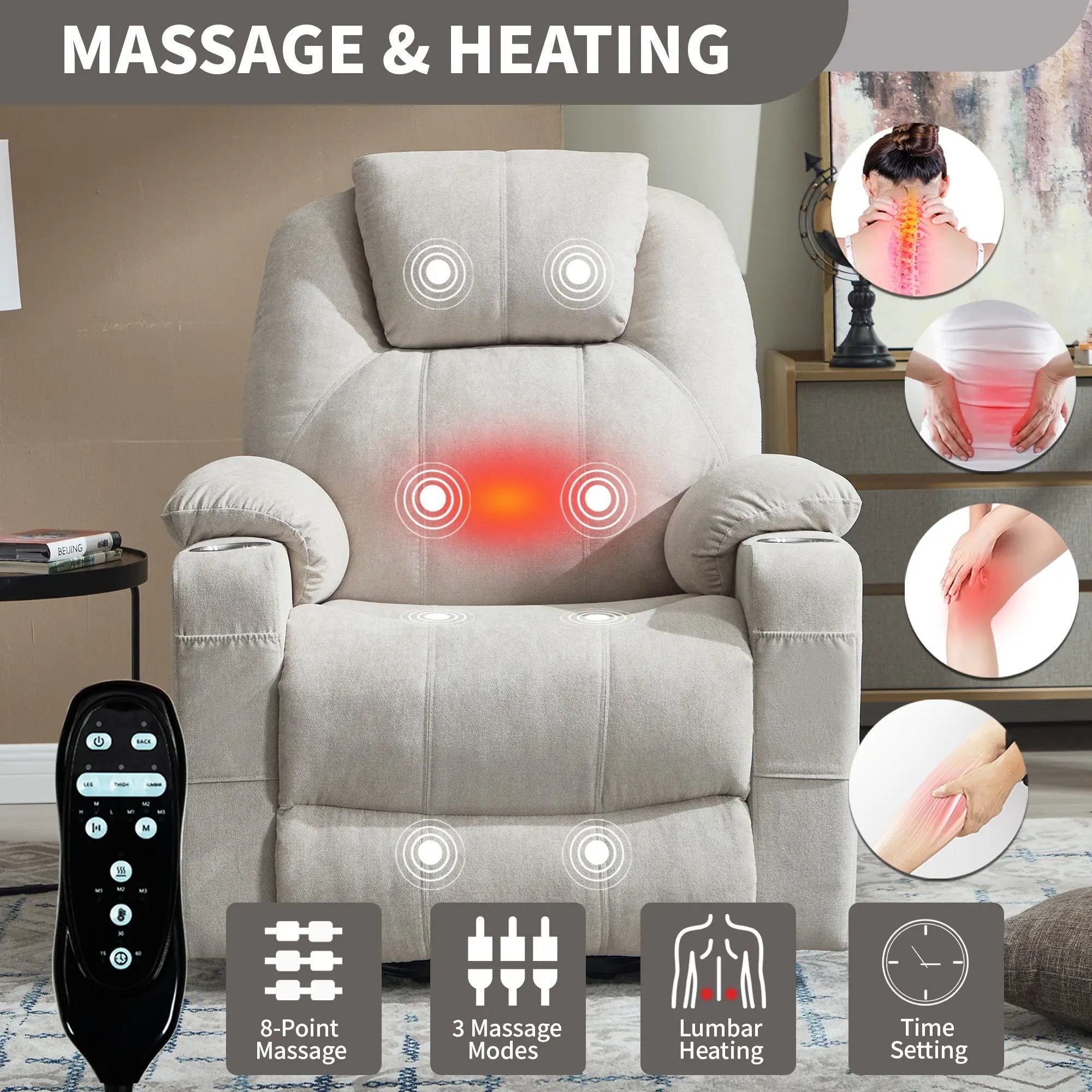 Premium Power Lift Recliner Chair with Massage Functionality by HouseOfZazla