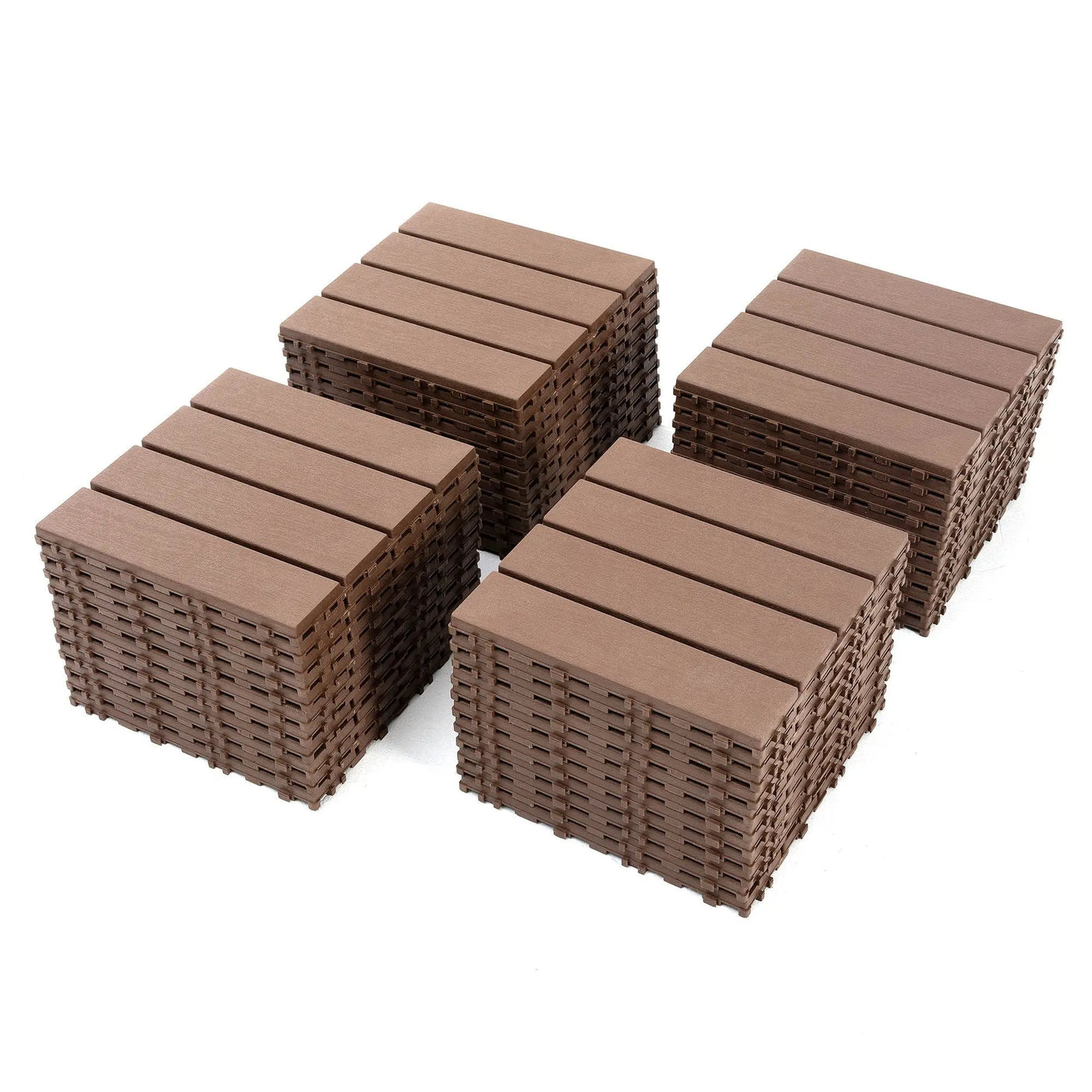 Plastic Interlocking 44 Pack Patio Deck Tiles, Square Waterproof Outdoor All Weather Use by HouseOfZazla