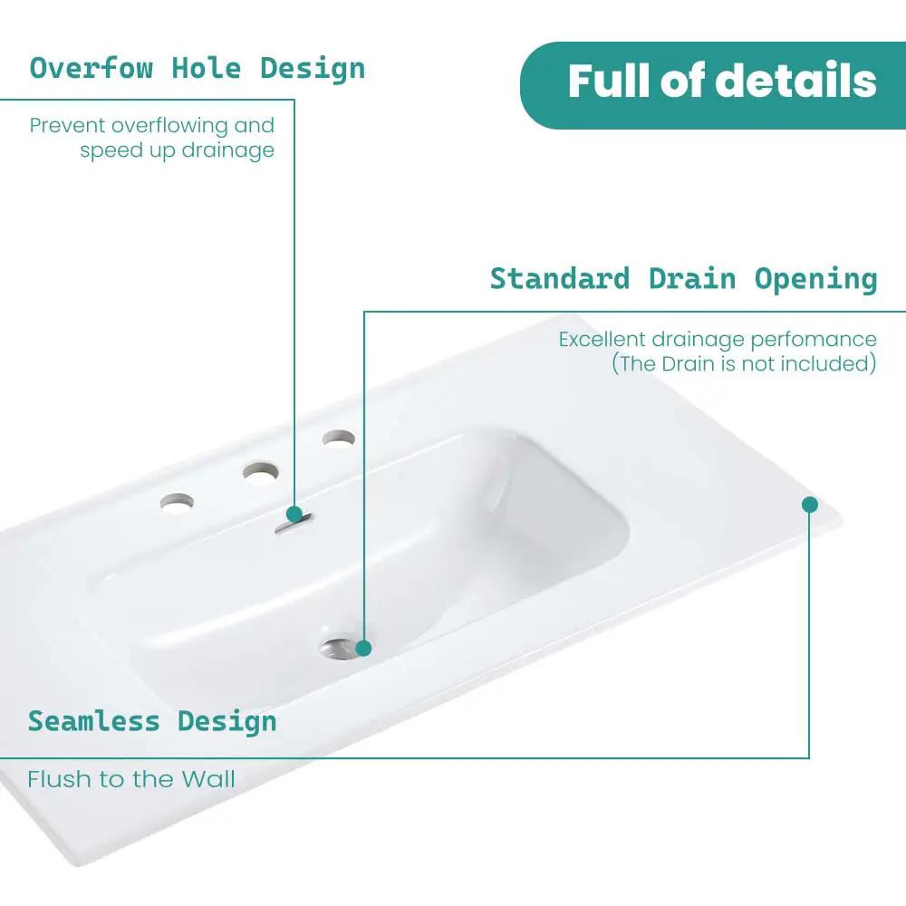 Glossy White Ceramic Integrated Sink by HouseOfZazla