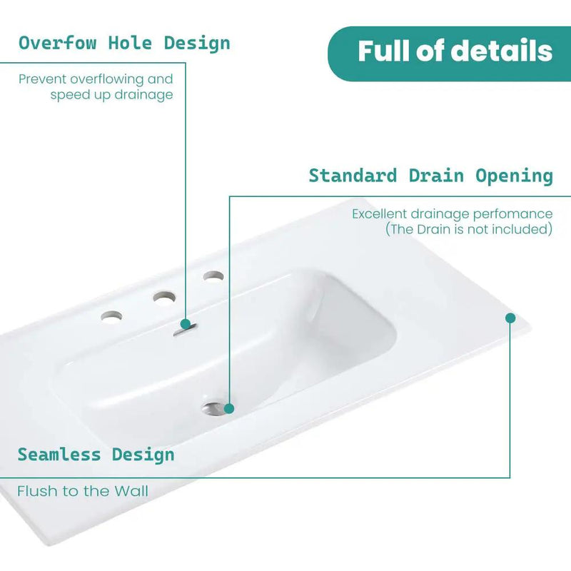 Glossy White Ceramic Integrated Sink by HouseOfZazla