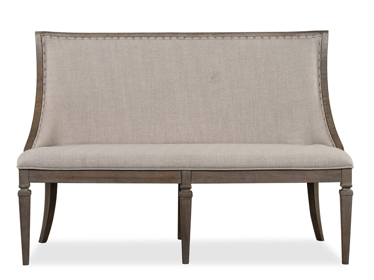 Lancaster - Bench With Upholstered Seat & Back - Dovetail Gray, photo 2 of 7