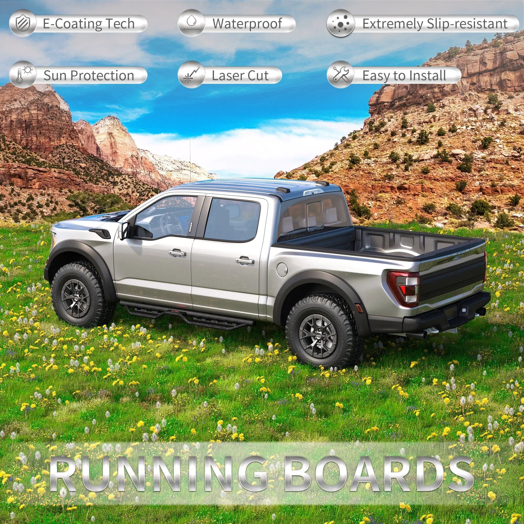 Running Boards for Ford SuperCrew Cab (2015-2026) by HouseOfZazla