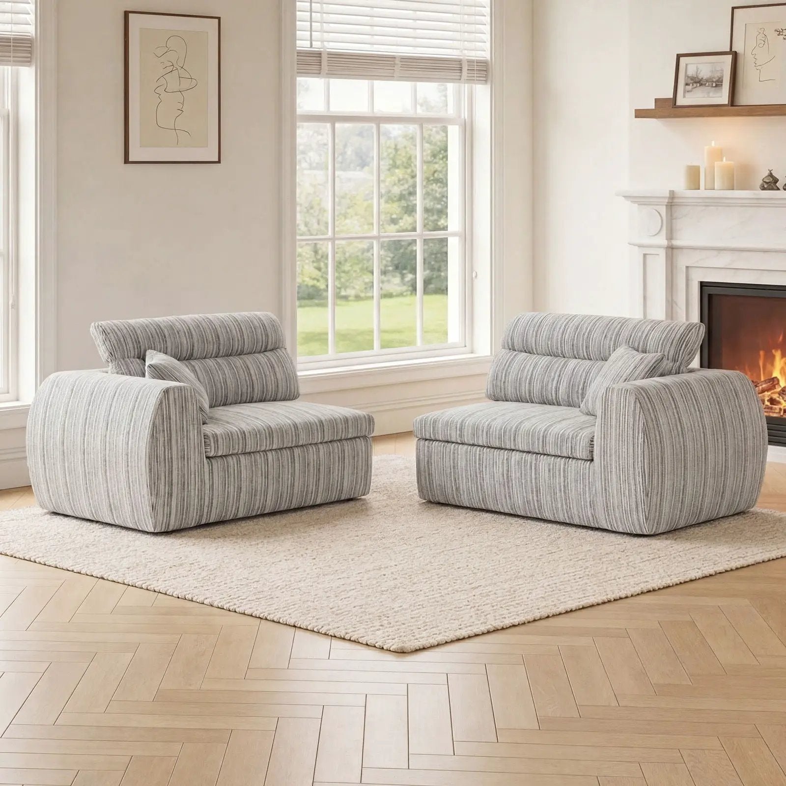 3 Seater, Couch With Throw Pillows For Living Room by Unique Piece Furniture