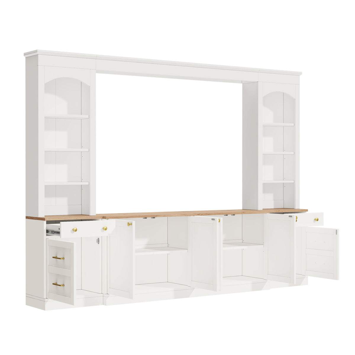 Farmhouse Arched Entertainment Center Wall Unit, photo 10 of 10